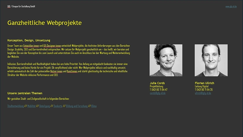 Kurzprofil GFG / Gruppe für Gestaltung