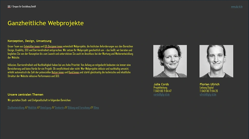 Kurzprofil GFG / Gruppe f&uuml;r Gestaltung