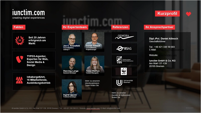 Kurzprofil iunctim GmbH & Co. KG 