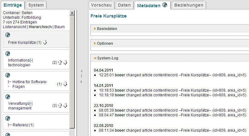 Bildschirmfoto Syslogauszug